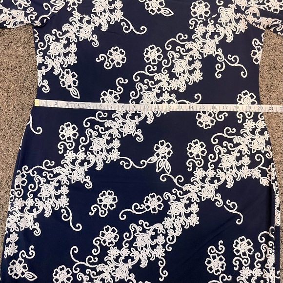 JM Studio by John Meyer Women’s Navy Blue & White 3/4 Sleeve Sheath Dress Sz 1X - Picture 6 of 9
